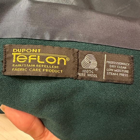 Vintage Petite Sophisticate Green Wool Coat Union Made USA ILGWU 1980s Fits L/XL - Picture 10 of 12